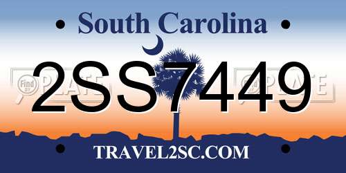 2SS7449 South Carolina License Plate