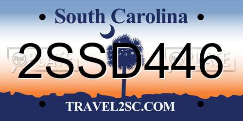 2SSD446 South Carolina License Plate