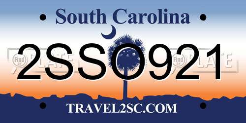 2SSO921 South Carolina License Plate