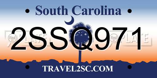 2SSQ971 South Carolina License Plate