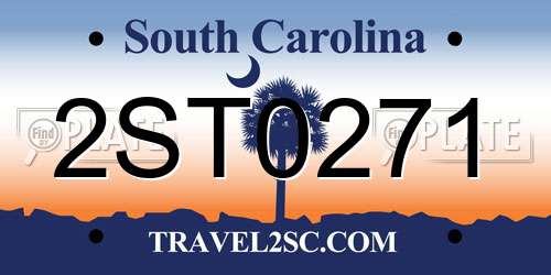 2ST0271 South Carolina License Plate