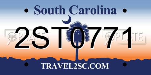 2ST0771 South Carolina License Plate