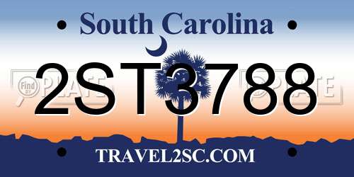 2ST3788 South Carolina License Plate