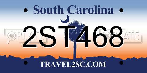 2ST468 South Carolina License Plate