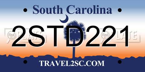 2STD221 South Carolina License Plate