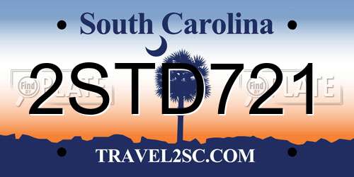 2STD721 South Carolina License Plate
