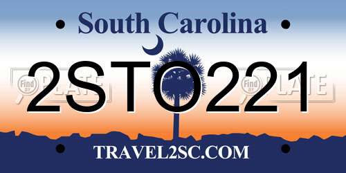 2STO221 South Carolina License Plate