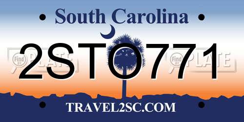 2STO771 South Carolina License Plate