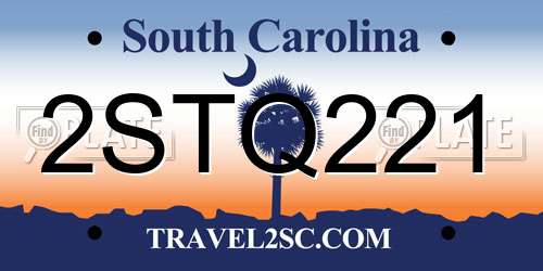 2STQ221 South Carolina License Plate