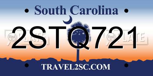 2STQ721 South Carolina License Plate