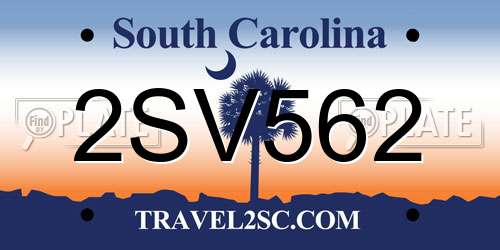 2SV562 South Carolina License Plate