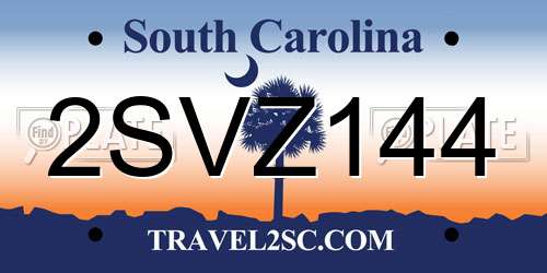 2SVZ144 South Carolina License Plate