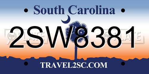2SW8381 South Carolina License Plate
