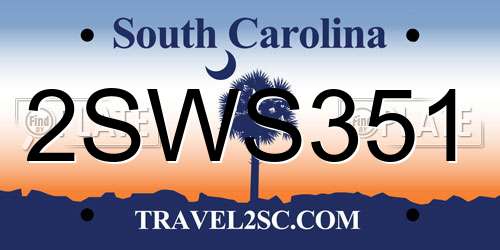 2SWS351 South Carolina License Plate