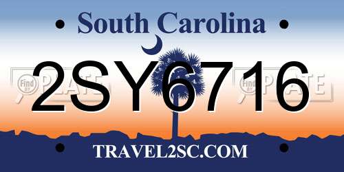 2SY6716 South Carolina License Plate