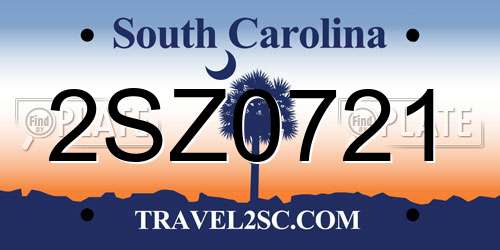 2SZ0721 South Carolina License Plate