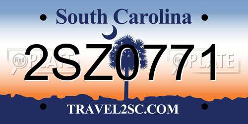 2SZ0771 South Carolina License Plate