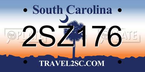 2SZ176 South Carolina License Plate