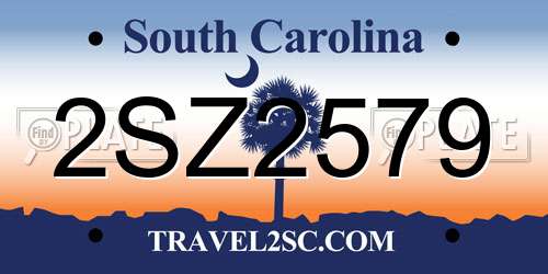 2SZ2579 South Carolina License Plate