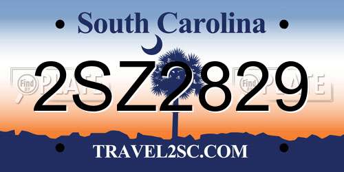 2SZ2829 South Carolina License Plate