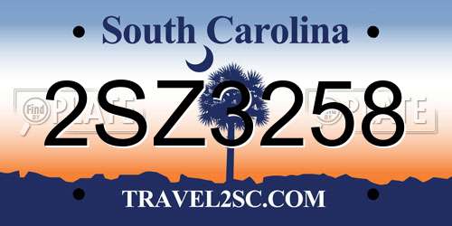 2SZ3258 South Carolina License Plate