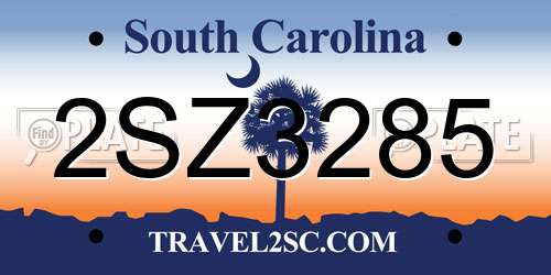 2SZ3285 South Carolina License Plate