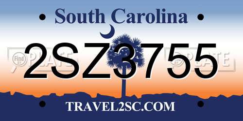 2SZ3755 South Carolina License Plate