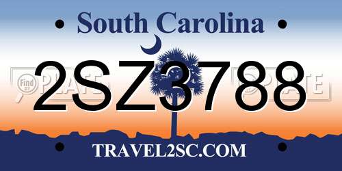 2SZ3788 South Carolina License Plate