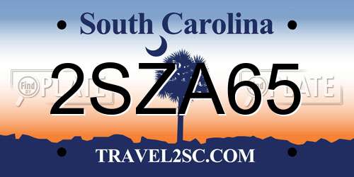 2SZA65 South Carolina License Plate
