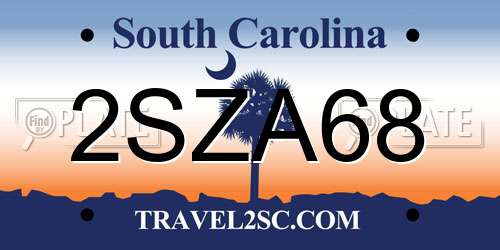 2SZA68 South Carolina License Plate