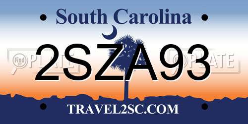 2SZA93 South Carolina License Plate