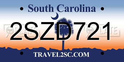 2SZD721 South Carolina License Plate