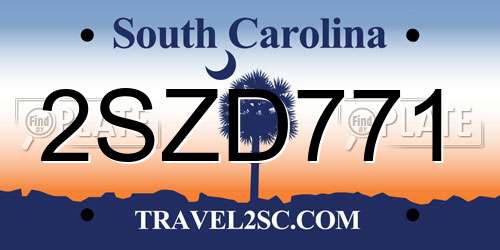 2SZD771 South Carolina License Plate