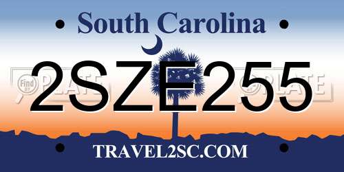 2SZE255 South Carolina License Plate