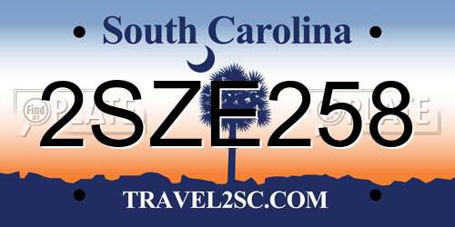 2SZE258 South Carolina License Plate