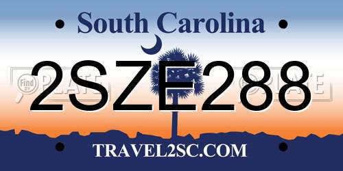 2SZE288 South Carolina License Plate