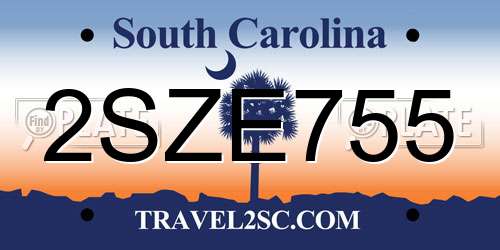 2SZE755 South Carolina License Plate