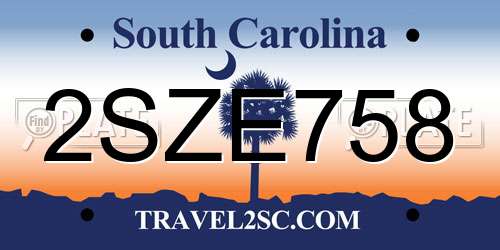 2SZE758 South Carolina License Plate