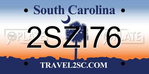 2SZI76 South Carolina License Plate