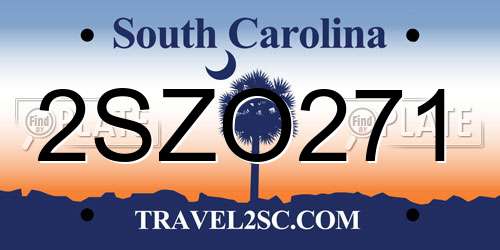 2SZO271 South Carolina License Plate