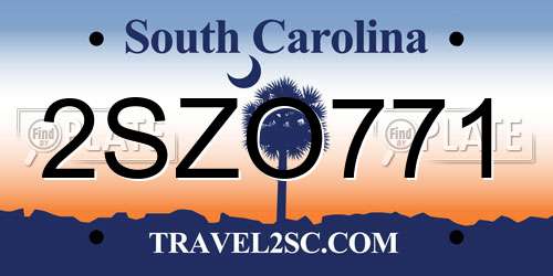 2SZO771 South Carolina License Plate