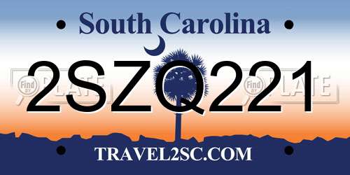 2SZQ221 South Carolina License Plate
