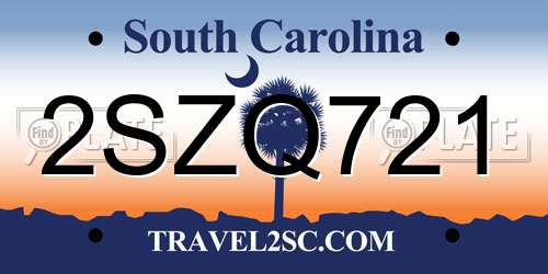 2SZQ721 South Carolina License Plate
