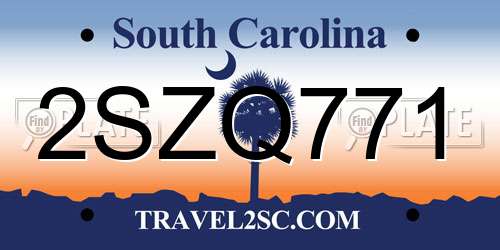 2SZQ771 South Carolina License Plate