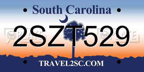 2SZT529 South Carolina License Plate