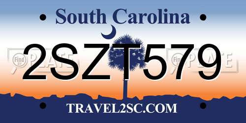 2SZT579 South Carolina License Plate