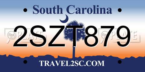 2SZT879 South Carolina License Plate
