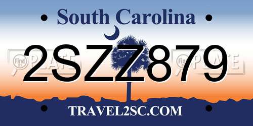 2SZZ879 South Carolina License Plate