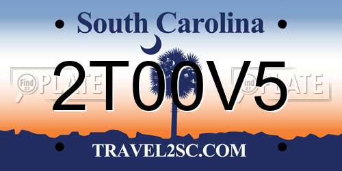 2T00V5 South Carolina License Plate