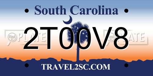 2T00V8 South Carolina License Plate